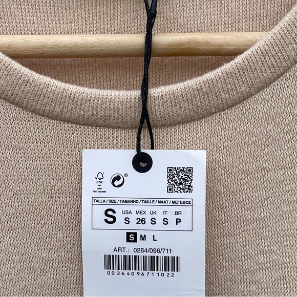 Zara Beige Knit Dress with a soft-touch belt Size Small - Picture 14 of 16